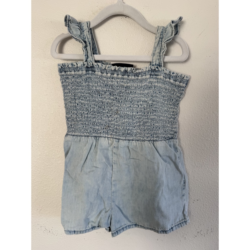 GAP Denim Smocked Tank Top with Shorts Romper Light Blue Toddler 5 Years